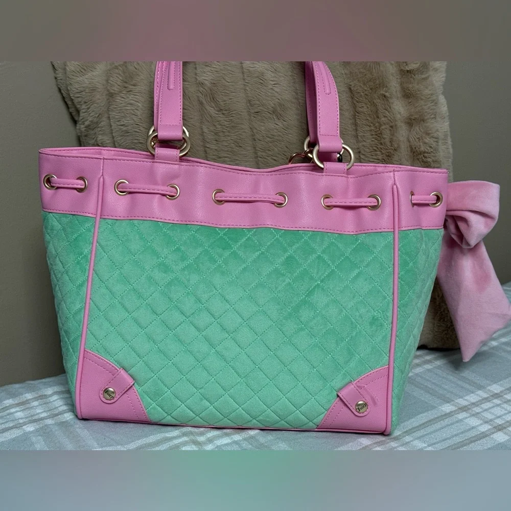 Juicy Couture Pink and Green Tote with Strawberry Charm - Picture 2 of 3